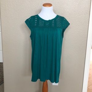 Emerald Top with Lace Accent